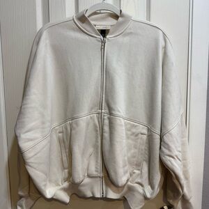 cream bomber jacket